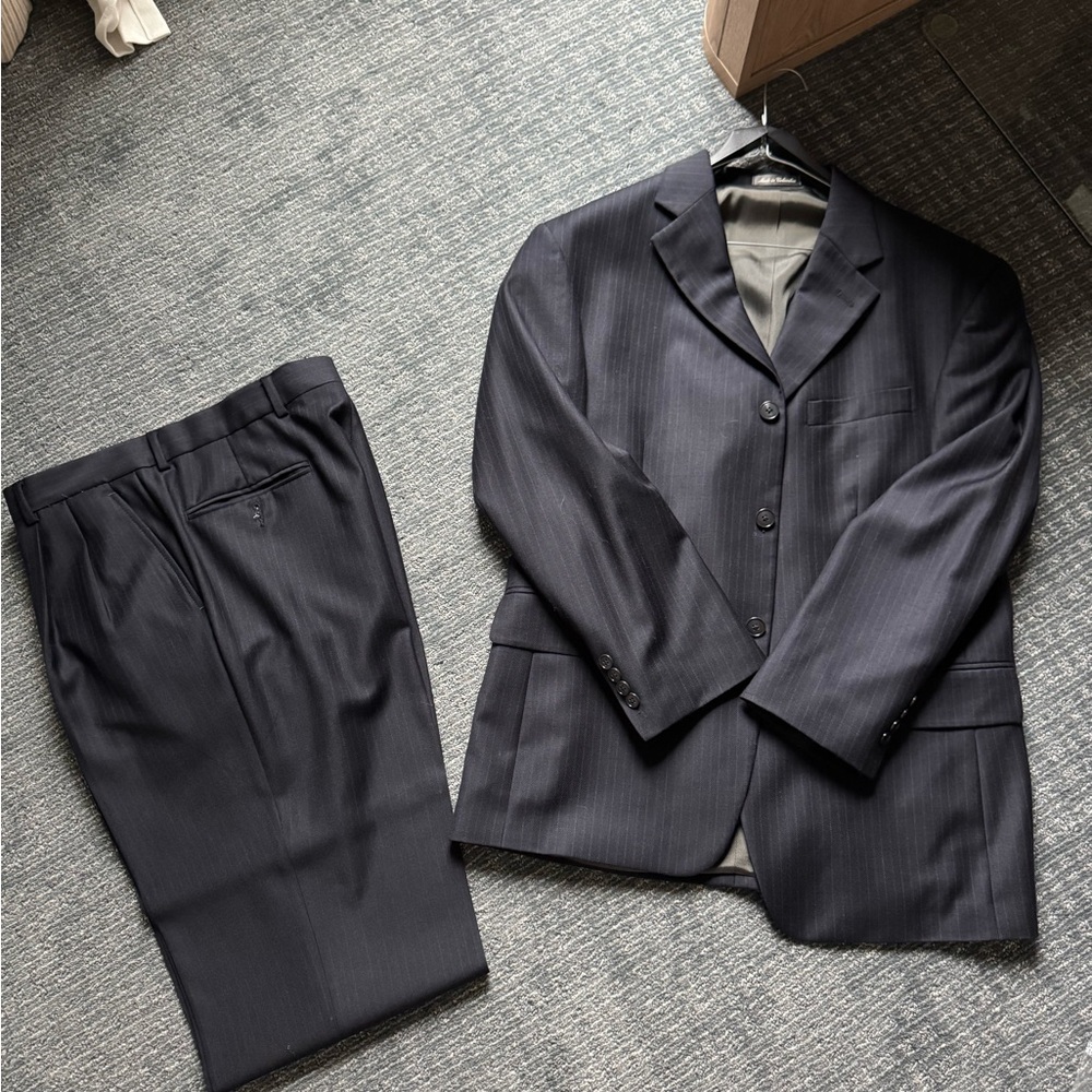 Oscar de la Renta Charcoal Pinstripe Suit
